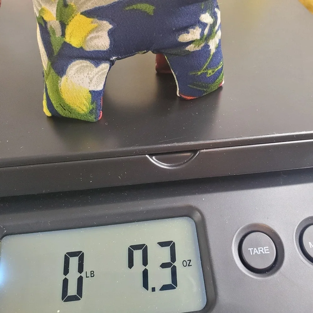 Navy Blue Floral Sand Stuffed Lucky Elephant - Trunk Up 6